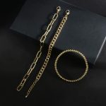 CONRAN KREMIX Gold Chain Bracelet Sets for Women Girls 14K Gold Plated Dainty Link Paperclip Bracelets Stake Adjustable Layered Metal Link Bracelet Set Fashion Jewelry - Image 6